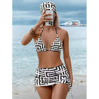 Damen Triangel-Bikini mit modischem geometrischem Design und verstellbaren Trägern R&B