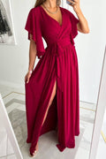 Damen Elegantes Maxikleid mit voluminösen Ärmeln und schickem Beinschlitz R&B