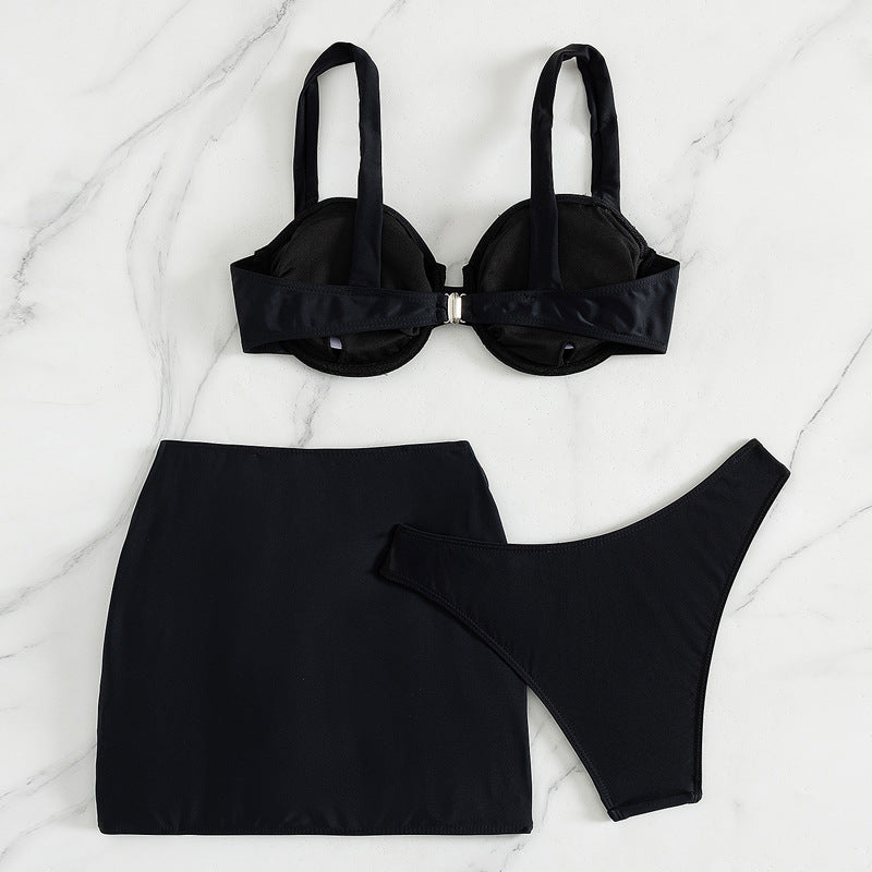 Damen Bikini-Set mit schickem Rock und gepolstertem Oberteil R&B