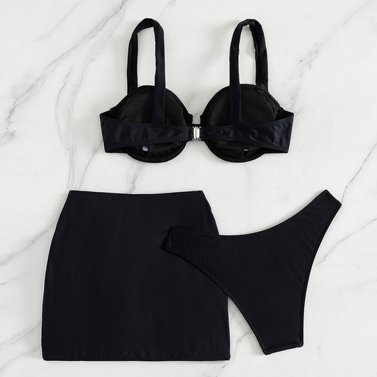 Damen Bikini-Set mit schickem Rock und gepolstertem Oberteil R&B