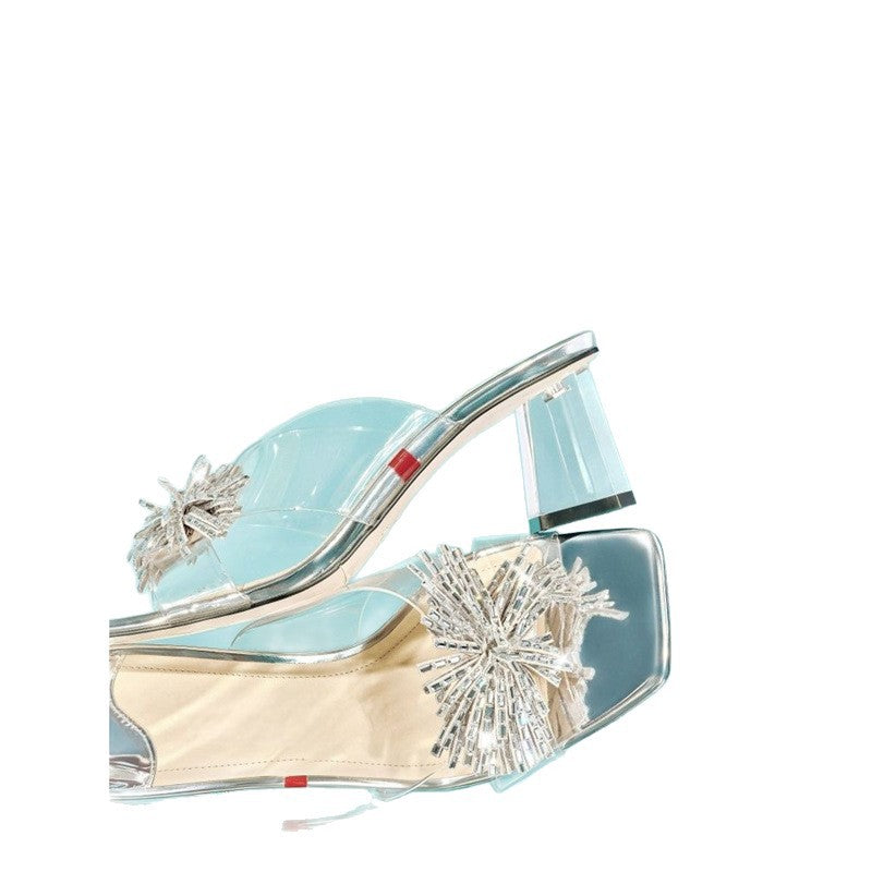 Damen Glamouröse und transparente Slipper R&B