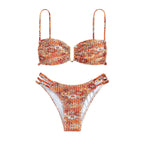 Damen Bikini-Set mit verspieltem Mustermix und modernen Schnürdetails R&B