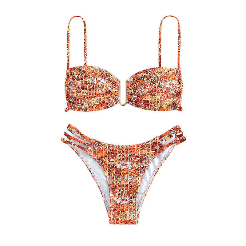 Damen Bikini-Set mit verspieltem Mustermix und modernen Schnürdetails R&B