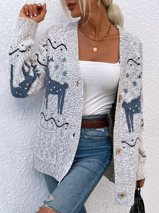 Damen Strickjacke mit kunstvollem Muster und eleganten Knopfdetails R&B