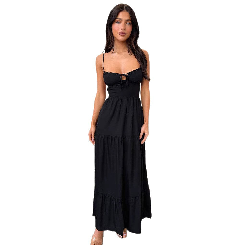 Damen Maxi-Kleid mit verspielt besonderem Ausschnitt und fließendem Stoff R&B