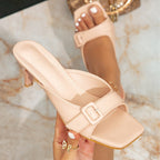 Damen elegante Mules mit geschlossenen Fersen und modischer Schnalle R&B