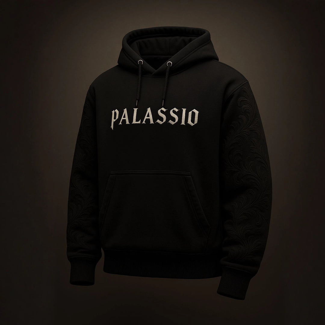 Unisex nan Premium-Hoodie mit tonaler Reliefstickerei an den Ärmeln, doppelter Kapuze und Kängurutasche R&B