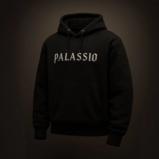 Unisex nan Premium-Hoodie mit tonaler Reliefstickerei an den Ärmeln, doppelter Kapuze und Kängurutasche R&B