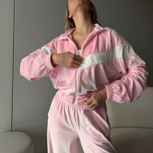 Damen Loungewear-Set mit Kapuze und Reißverschluss R&B