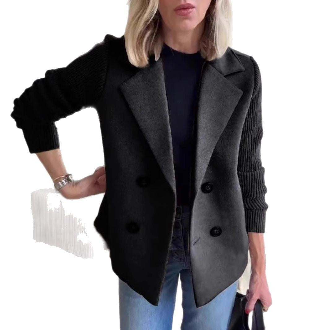 Damen Modischer Blazer mit doppelter Knopfleiste und Rippärmel R&B