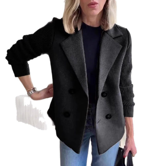 Damen Modischer Blazer mit doppelter Knopfleiste und Rippärmel R&B