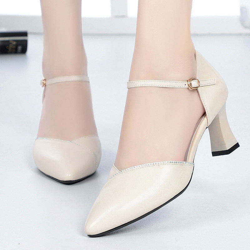 Damen schicke Pumps mit elegantem Riemen und komfortablem Blockabsatz R&B