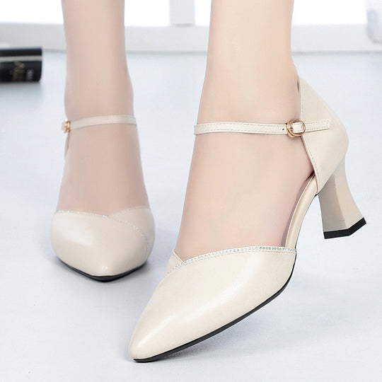 Damen schicke Pumps mit elegantem Riemen und komfortablem Blockabsatz R&B