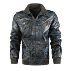 Herren modische Kunstlederjacke im Camouflage-Design mit praktischen Taschen