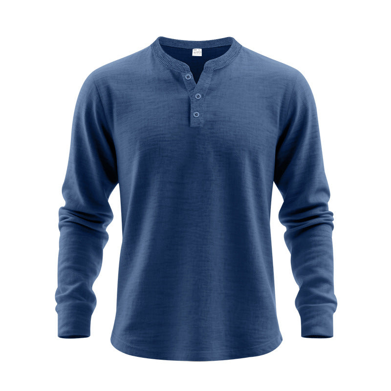 Herren Langarm-Henley-Shirt aus weichem Baumwollmix R&B