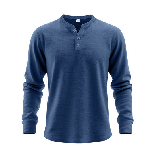 Herren Langarm-Henley-Shirt aus weichem Baumwollmix R&B