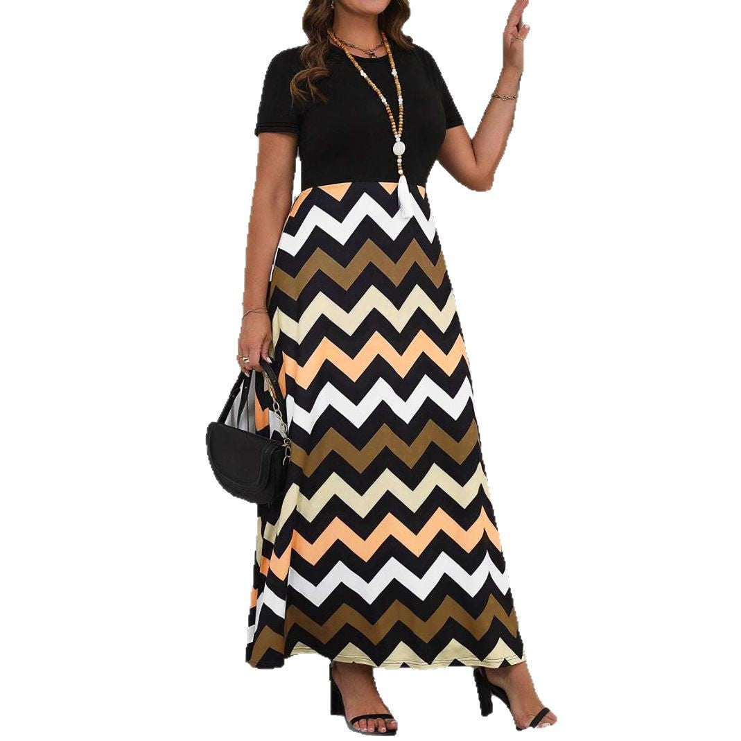 Damen Maxikleid mit einem modernen Zickzackmuster R&B