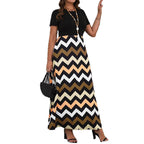 Damen Maxikleid mit einem modernen Zickzackmuster R&B
