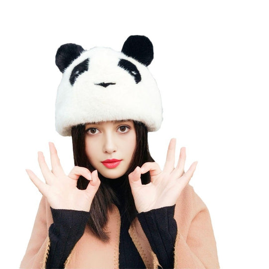 Damen Kuschelige Panda-Mütze R&B