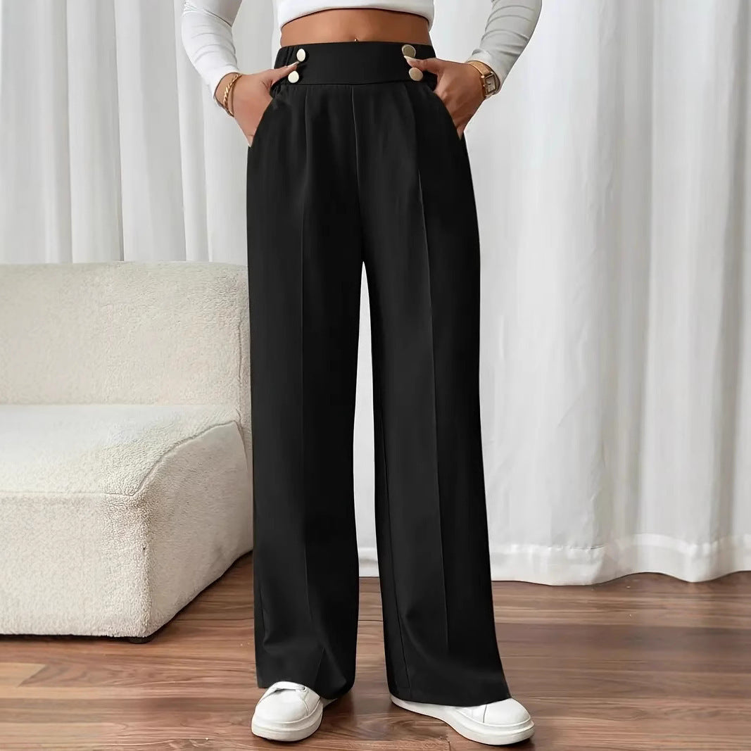 Damen Elegante und luftige Hochbundhose mit weitem Bein und praktischen Taschen R&B