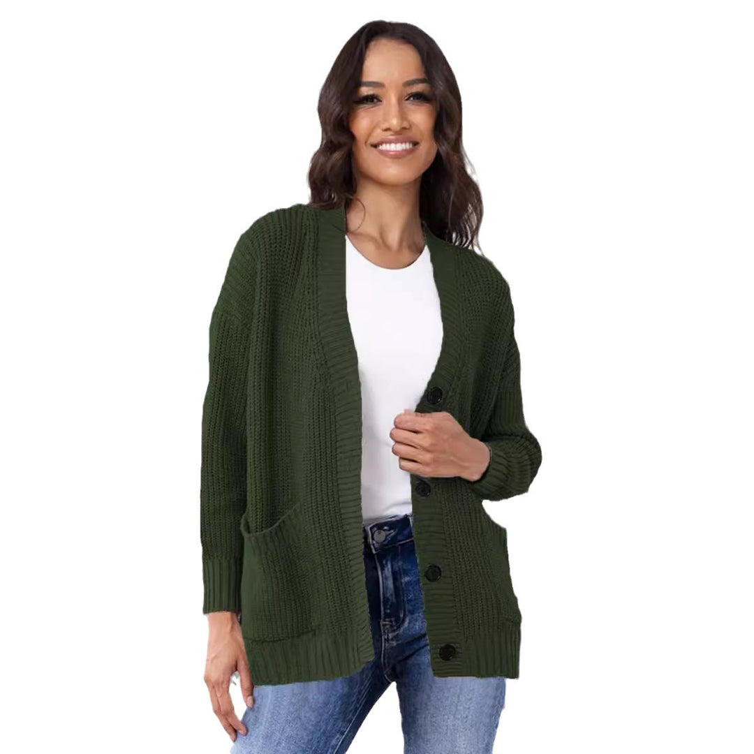Damen Strickjacke mit modernen Taschen und geripptem Design R&B