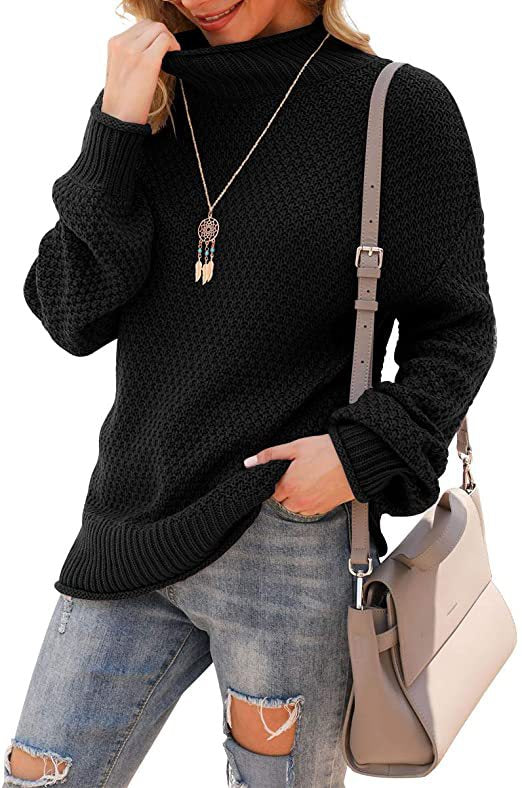Damen Pullover mit hohem Kragen und strukturiertem Strickmuster R&B