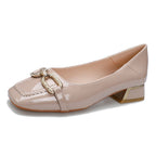 Damen Elegante Blockabsatz Pumps mit detailverzierter Schnalle