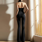 Damen Fließender Jumpsuit mit hochgeschlossenem Ausschnitt und dekorativen Knöpfen R&B