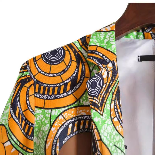 Damen Blazer mit auffälligem afrikanischen Muster und modernem Schnitt R&B
