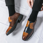 Herren Elegante Halbschuhe mit eleganter zweifarbiger Lederoptik