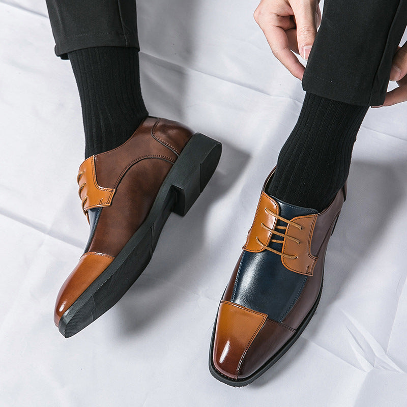 Herren Elegante Halbschuhe mit eleganter zweifarbiger Lederoptik