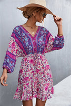 Damen Sommerliches Blusenkleid mit auffälligem floralen Muster und eleganten Puffärmeln R&B