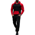 Herren nan zweiteiliges Kapuzen-Sweatset mit Raglanärmeln, Ärmel-Zip-Tasche und tapered Jogginghose R&B