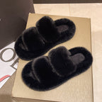Damen Hausschuhe mit flauschigem Pelzdesign und komfortabler Sohle EB