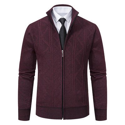 Herren modische Strickjacke mit hohem Kragen und Reißverschluss R&B