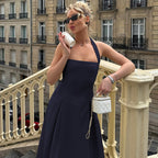 Damen Edles Maxikleid mit quadratischem Ausschnitt und schmalem Taillenband R&B