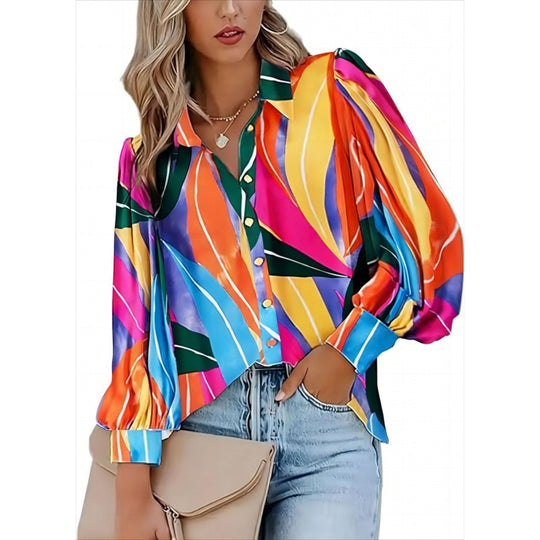 Damen auffällige Bluse mit strukturierten Ärmeln R&B