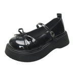 Damen Schicke Plateau-Schuhe mit glänzendem Obermaterial und dekorativem Riemchen R&B