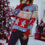 Damen Festlicher Strickpullover mit fröhlichem Weihnachtsmotiv und lässigem Schnitt R&B