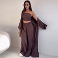 Damen Zweiteiler-Set mit weitem Palazzo-Hosen und schickem Bolerojäckchen