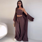 Damen Zweiteiler-Set mit weitem Palazzo-Hosen und schickem Bolerojäckchen