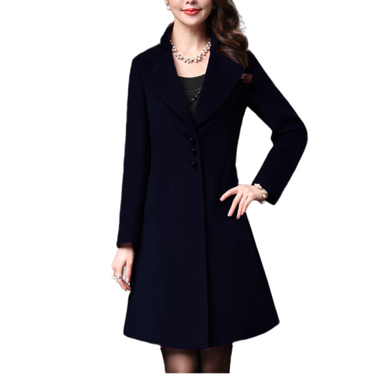Damen eleganter Wollmantel mit schickem Revers R&B