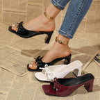 Damen Offene Absatzschuhe mit Schleifen-Detail R&B