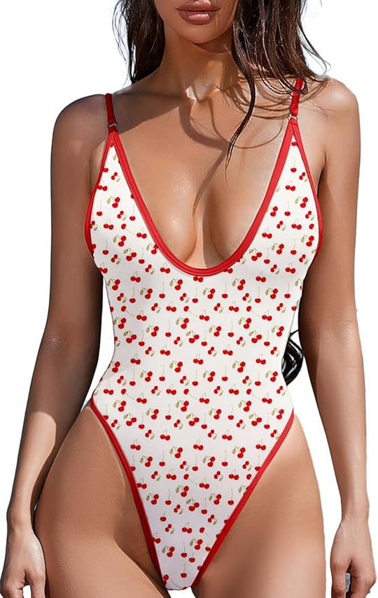Damen Sportlicher Monokini mit fruchtigem Muster R&B