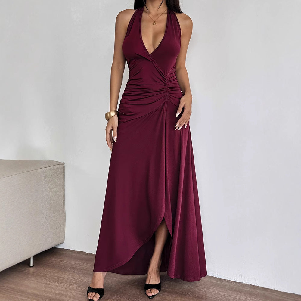 Damen Elegantes Halterkleid mit tiefem V-Ausschnitt und raffinierten Drapierungen R&B