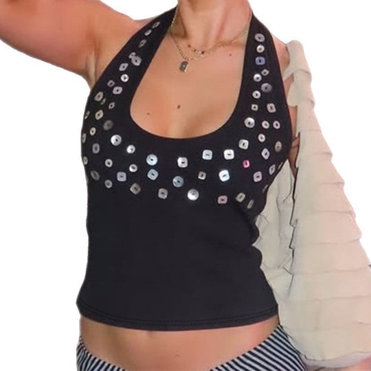 Damen Trendiges Tanktop mit funkelnden Pailletten R&B