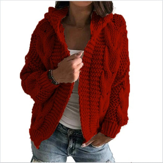 Damen Strickjacke mit voluminösem Zopfmuster und lässigem Schnitt R&B