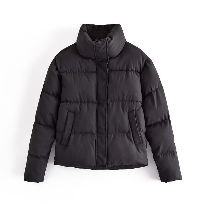 Damen gestepptes Winterjacke mit hohem Kragen und Seitentaschen R&B