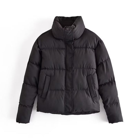 Damen gestepptes Winterjacke mit hohem Kragen und Seitentaschen R&B