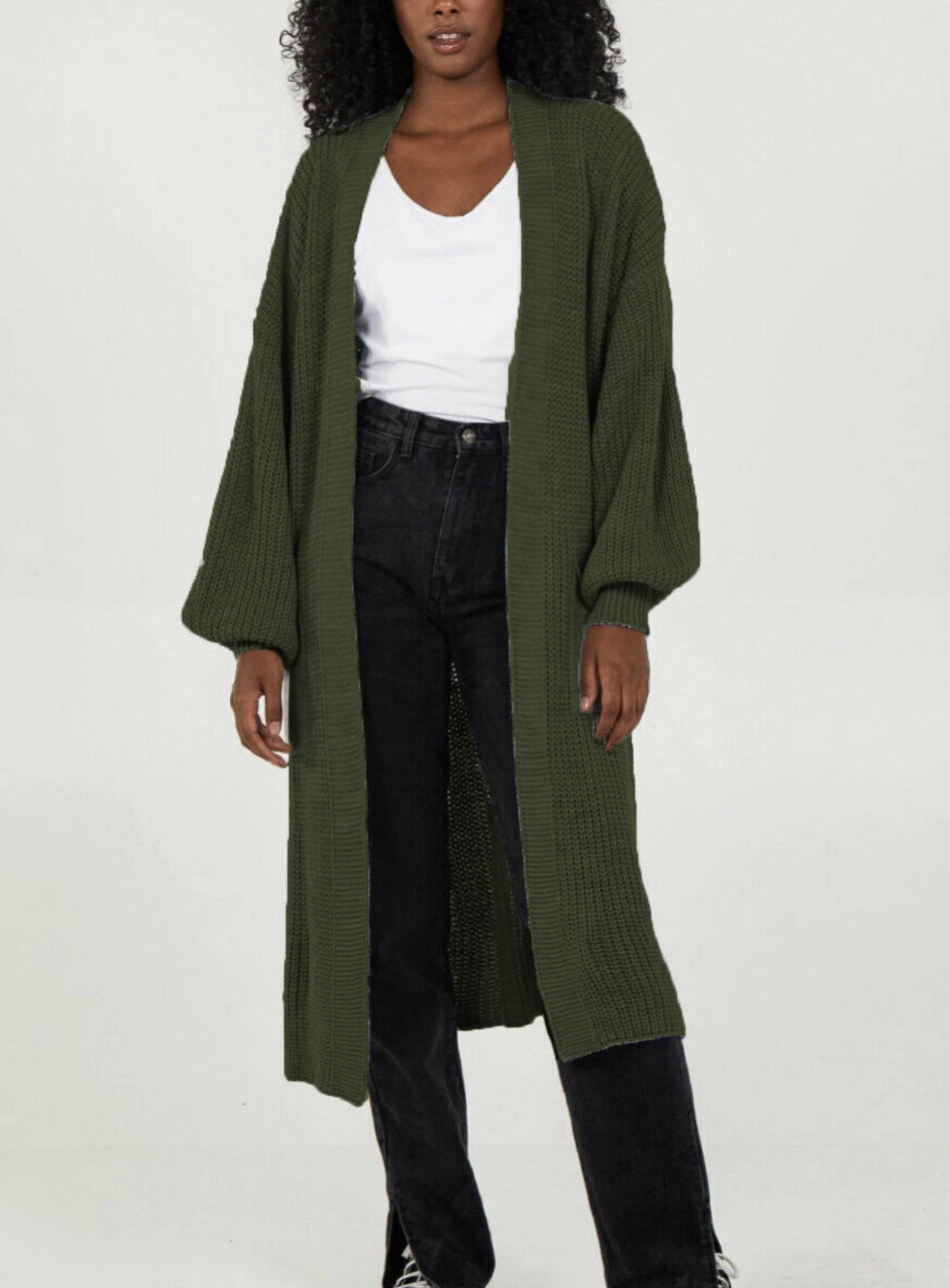 Damen Langstrickjacke mit lässigem Oversized-Schnitt und voluminösen Ärmeln